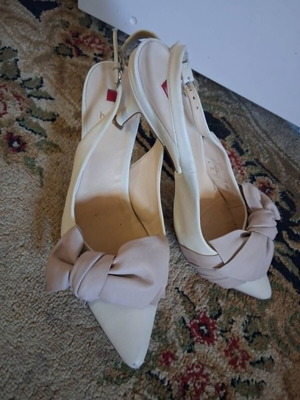 HÖGL leather slingback shoes with bow like new, beige