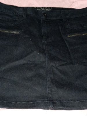 Denim short skirt with decorative zippers, black