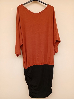 Women's winter dress AMA like new, orange-black with ruching