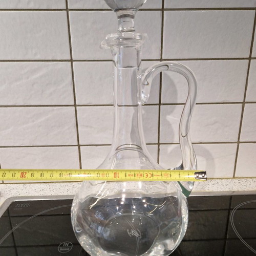 Cristallerie de Haute Bretagne wine carafe new, handmade, made in France
