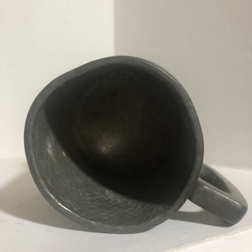English pewter tankard jug used, vintage hammered finish