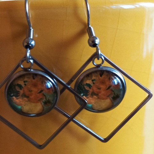 Vincent Van Gogh Sunflowers Earrings Set new, stainless steel