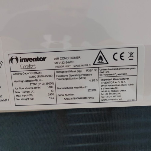 Inventor Comfort MFVI32-24 24,000 BTU air conditioner like new with free 12'' Equation