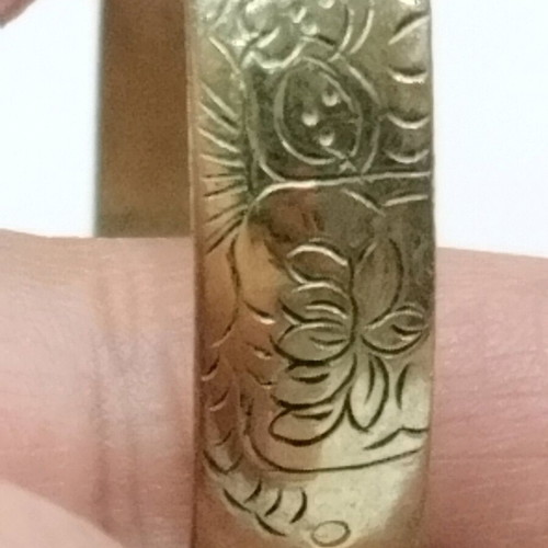 Antique handmade cuff bracelet used, gold color (~1900)