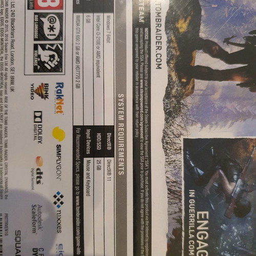 Rise of the Tomb Raider PC game used