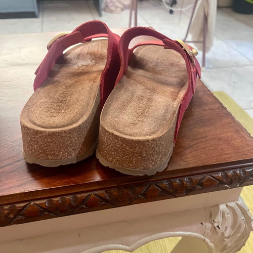 Yokono Wiwi coral flatform sandals, suede and cork
