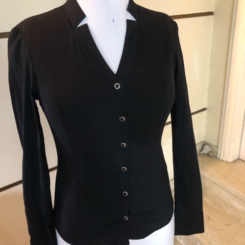 ToiMoi Black Shirt Like New Fitted With Stand Collar