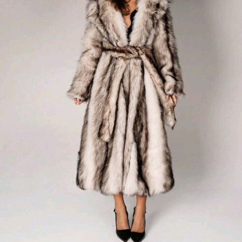 Synthetic fur new, black and white, size XS