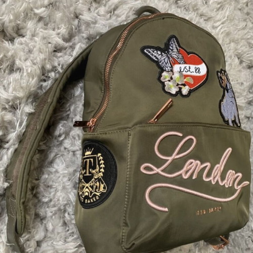 Ted Baker Slogan Appliqué Nylon Backpack like new, multicolor