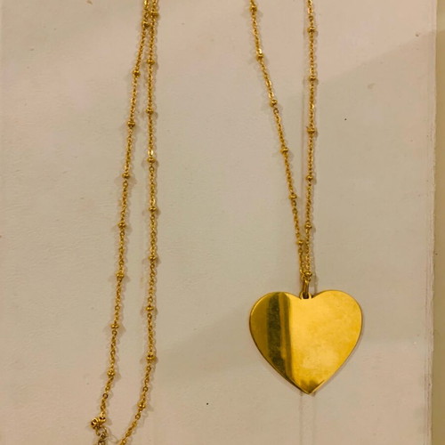 Steel necklace new with long chain and heart pendant