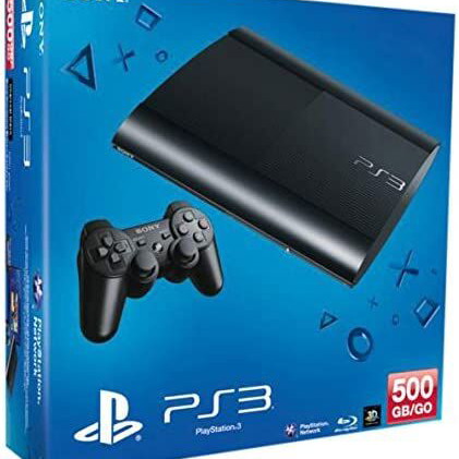Sony Playstation 3 console Super Slim Black 500GB used, box only