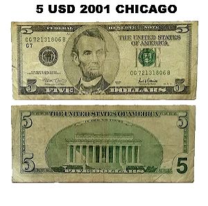 Σικάγο ΗΠΑ χαρτονόμισμα 5 δολλαρίων 2001