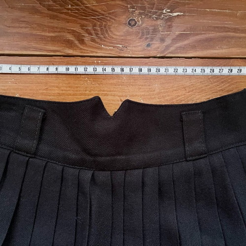 Wool pleated skirt black, high-waisted, used, XS