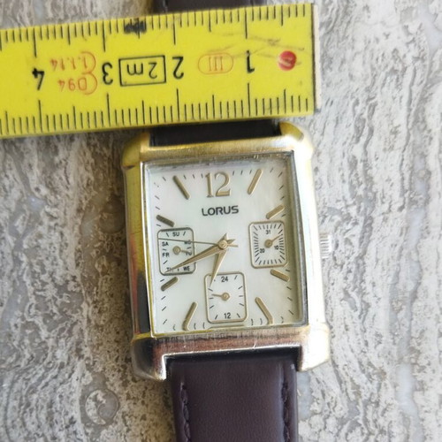 Lorus Tank women's watch like new, white and brown leather strap