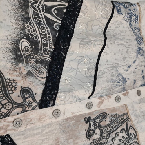 Women's shirt with patchwork design and lace like new, boho style