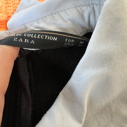 Zara blouse with shirt collar like new, black and white