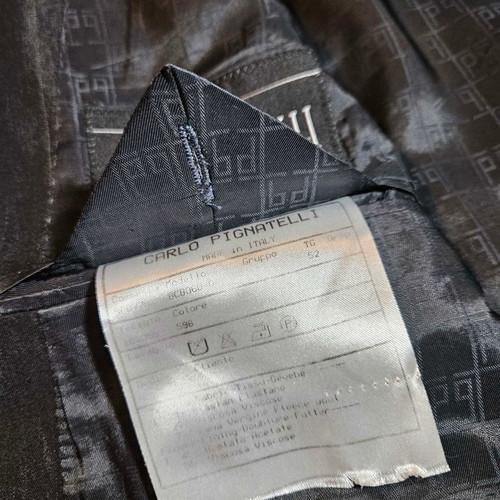 Carlo Pignatelli men's jacket black shiny striped size L like new