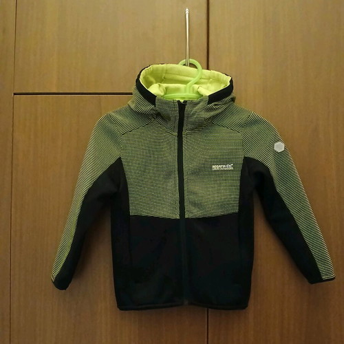 Regatta athletic jacket used for 6-year-old boy, black and green
