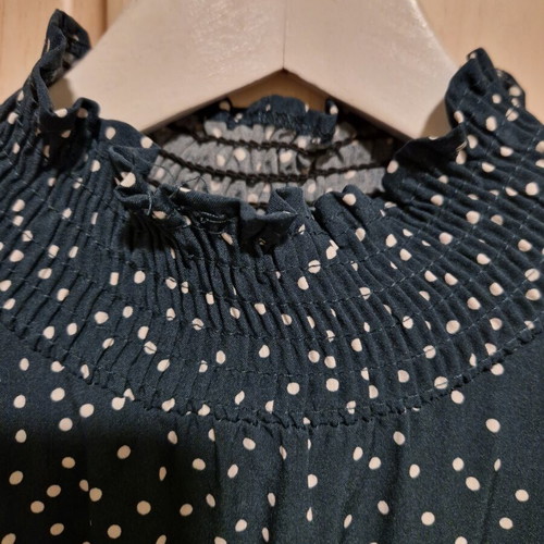 Long thin dress Shein size XS like new, green and white polka dots