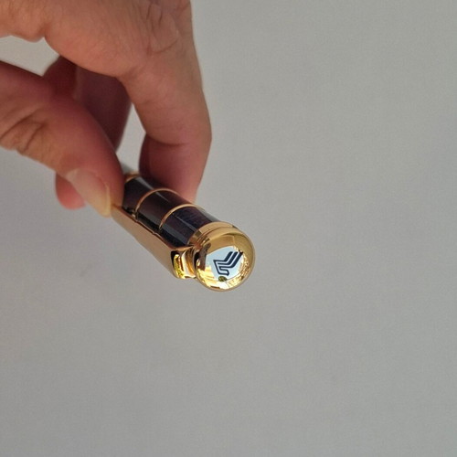 Balenciaga vintage luxury ballpoint pen, black gold and blue marble