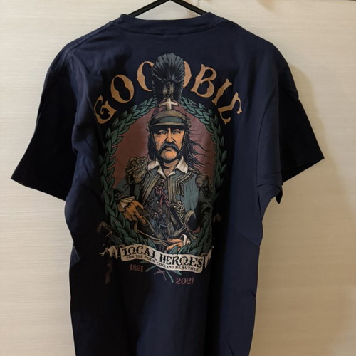 Goodbie Local Heroes T-shirt like new, medium, navy