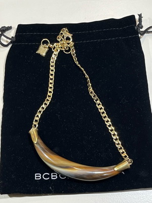 BCBG Gold Plated Necklace New with Central Bone Motif