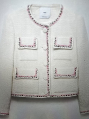 Mango jacket new, white and pink, size Large