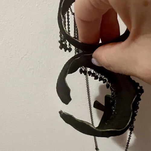 Black suede-style double bracelet with chain hand jewelry