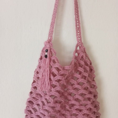 Pink crochet shoulder bag new, boho style