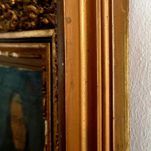Antique oil painting with gold leaf new, 1957