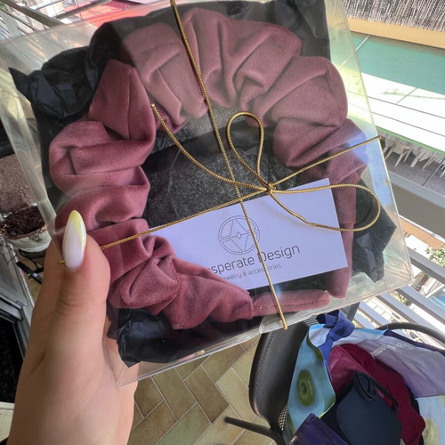 Velvet scrunchie set oversized, like new, gift box, 3 pieces