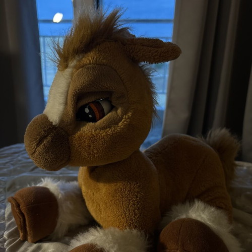 Emotion Pets Toffee the Pony plush toy used with brush
