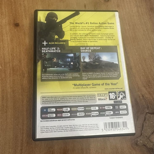 Counter-Strike: Source PC DVD used, includes Half-Life 2 and Day of Defeat
