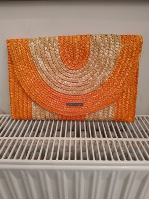 Straw bag new, beige and orange