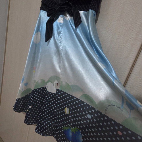 Fornarina vintage dress Alice in Wonderland theme like new, blue turquoise