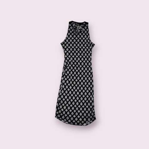 Damask midi dress with lace and back cutout, like new