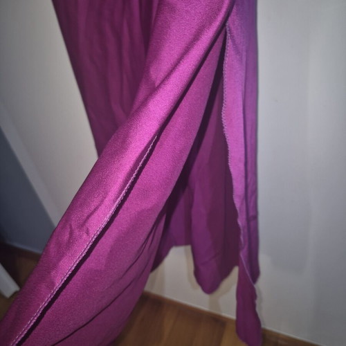 Satin midi dress new, purple with draped chest and leg slit