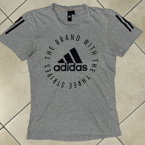 Adidas Men T-Shirt Grey Heather with Circle Logo print size M like new