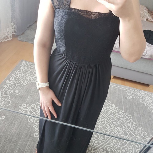Long dress with lace new, size XS, black