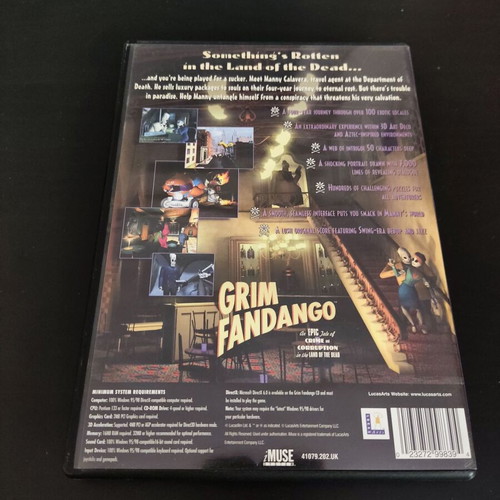 Grim Fandango PC CD-ROM original LucasArts 2 CDs with DVD case
