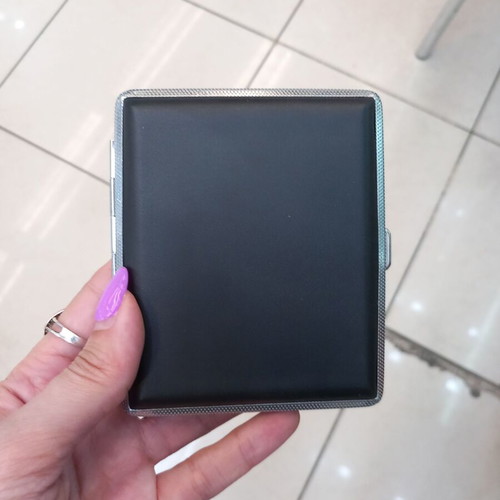 Tobacco case new black with silver trim, capacity 20 cigarettes