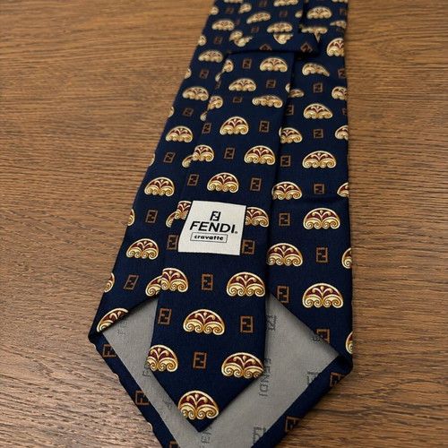 Fendi silk tie like new, blue and gold
