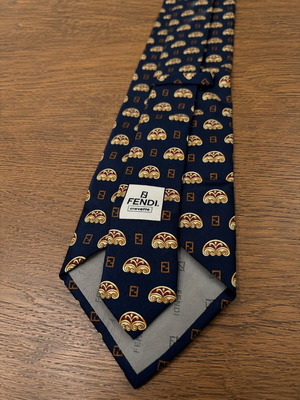 Fendi silk tie like new, blue and gold