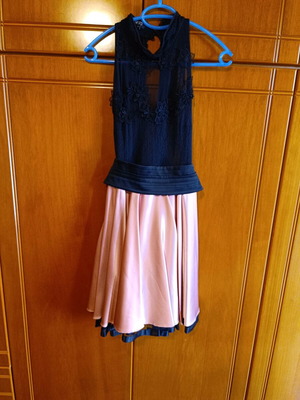 Evening dress with satin and synthetic lace like new, small/medium