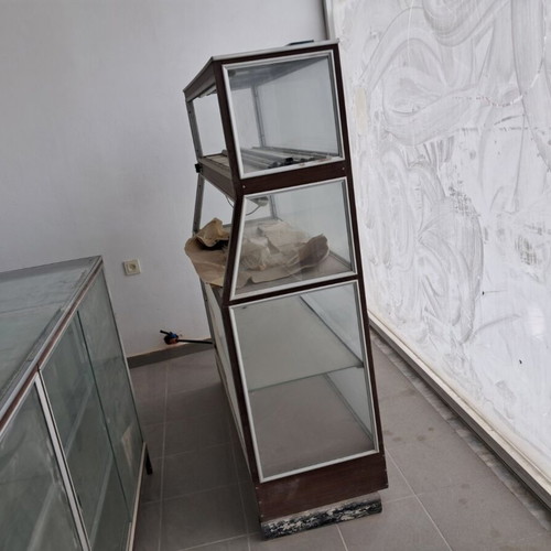 Vintage display cabinets and refrigerator for bakery or pastry shop
