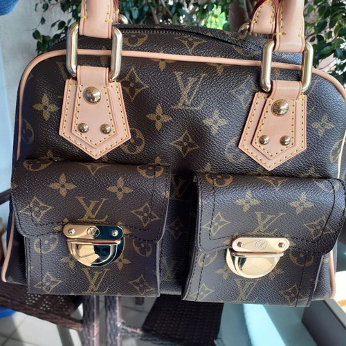 Louis Vuitton Manhattan PM bag new beige and brown leather canvas