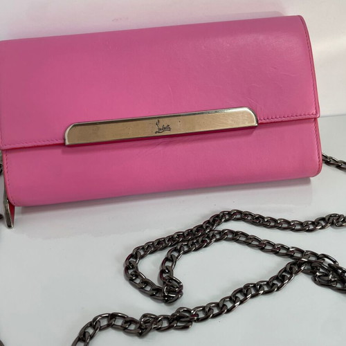 Christian Louboutin leather clutch used, pink