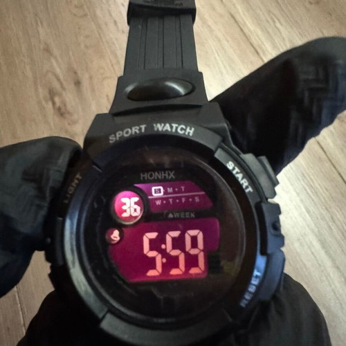 Digital Sport Watch new, men's black with rubber strap