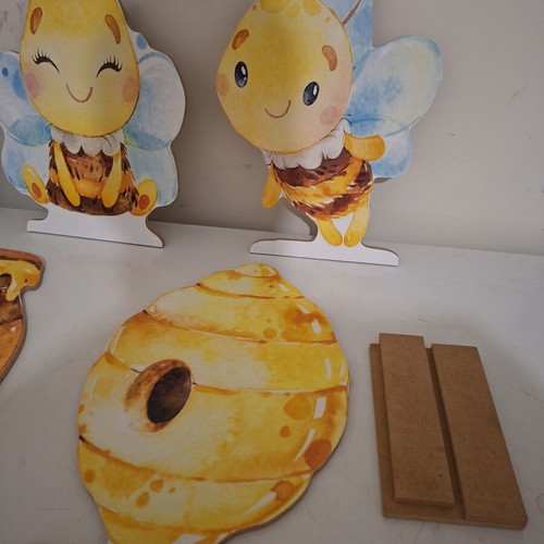 Wooden figures set of 5, 40 cm, decorative bases