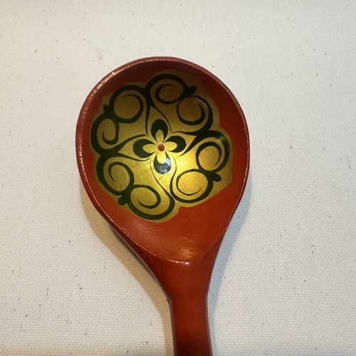 Vintage Russian Khokhloma wooden spoons set of 6